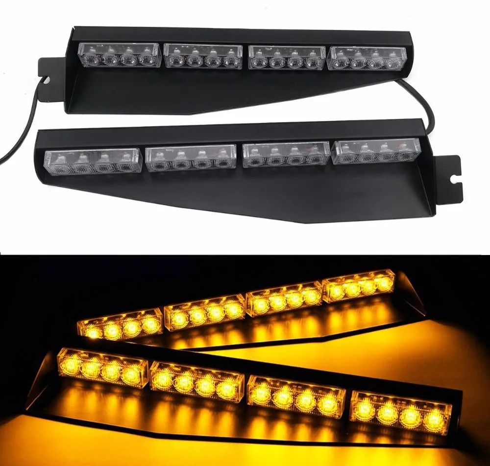 32LED 32W LED Lightbar Visor Light Windshield Emergency Hazard Warning
