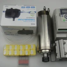 ER20 диаметр 80 мм 220 V 24000 об/мин 2.2KW шпиндель водяного охлаждения+ инвертор+ водяной насос+ водопровод+ Опора шпинделя+ ER20 цанги+ БИТЫ