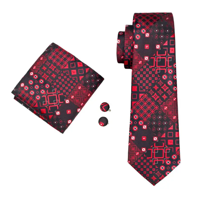 LS-1417 Барри. ван классический Для мужчин галстук красный Новинка 100% шелковый галстук Ханки Запонки Галстуки для Для мужчин; Свадебная