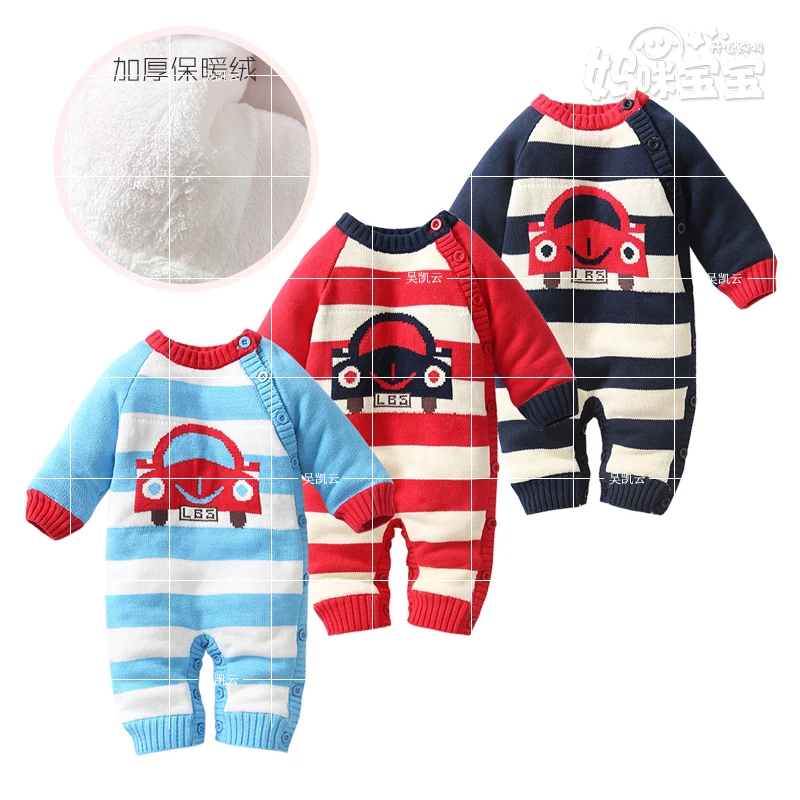 

Baby jumpsuit spring autumn Thick Climbing Clothes Newborn Boys Girls Warm Knitted Sweater Christmas Outwear coat one piece