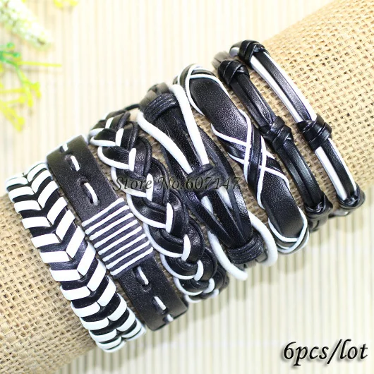 

Handmade wholesale 6pcs/lot handmade wristbands genuine leather bracelet for women-pulseiras feminina de corda S78