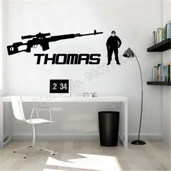 

Personalised Army Soldier Home Decor Modern Fashion Wall Sticker Vinyl Art Removeable Poster Mural Decals Decor Stickers LY828