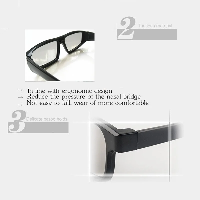 VSKEY 3pcs Polarized 3D Glasses For Passive 3D Televisions RealD 3D Movie Theaters System Cinema Glasses For Adults