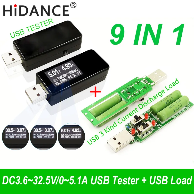 

USB tester DC Digital voltmeter amperimetro current voltage meter amp volt ammeter detector power bank charger indicator