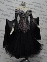 standard dance dress,ballroom dance competition dresses,Chiffon Dress,womens dance dresses,modern dance skirts,blck color