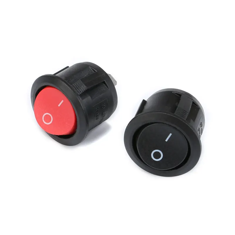 10Pcs 16mm Diameter Small Round Boat Rocker Switches Black Mini Round Black White Red 2 Pin ON-OFF Rocker Switch (5)