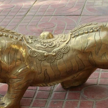 USPS в США S2507 2" Китайский Фэншуй Латунь Зодиак Год Тигра Монета Богатство свирепый Запустить Статуя