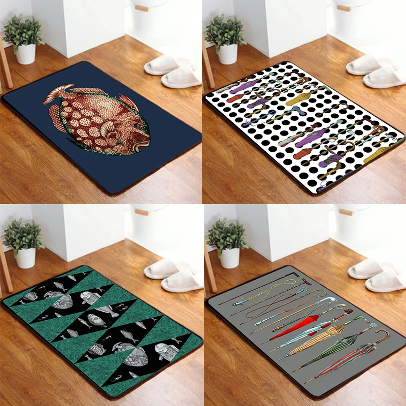 Billig Kreative Bad Matte Absorbiert Schlamm Fußmatte Nicht Slip Tür Matte Boden Schmutz Trapper Matten Eingang Teppich Menschliches Gesicht Tier Fisch pad