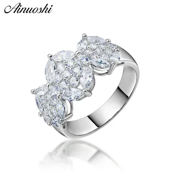 

AINUOSHI 925 Sterling Silver Women Wedding Engagement Rings Anniversary Bridal Silver Rings Original Jewelry anillos de animales