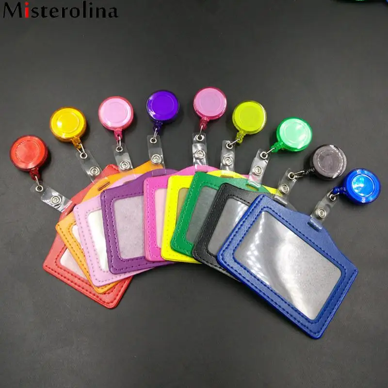 

Bank Credit Card Holders Men&Women PU Card Casual Bus ID Holders Identity Badge with Retractable Reel Misterolina CX0023