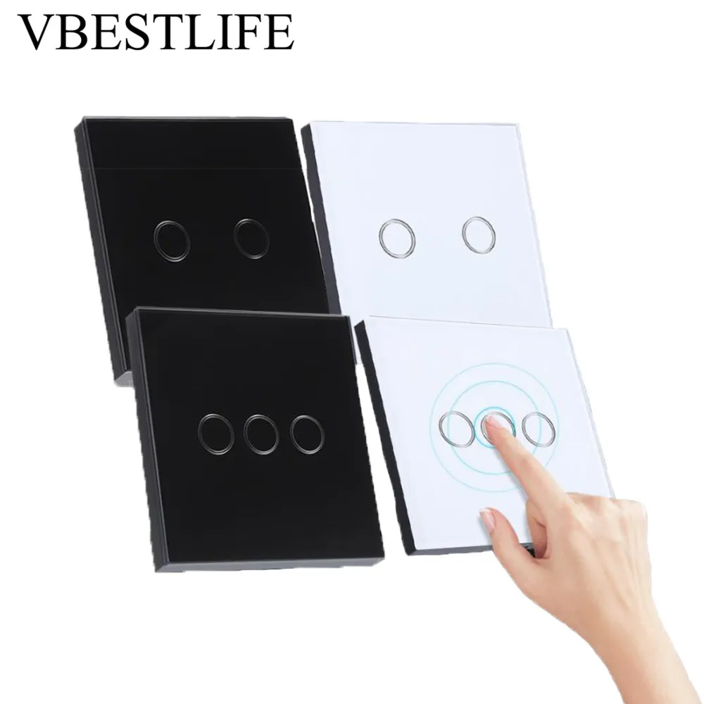 Smart Home Switch 1 Way 2/3 Gang 110240V Tempered Controller Switch