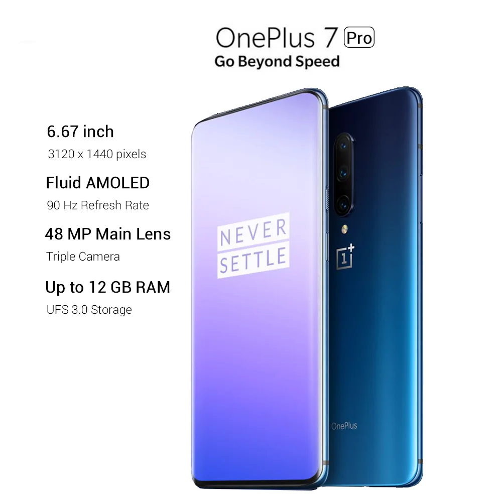 Чехол из ПВХ для OnePlus 7 Pro 8 Гб 12 Гб Оперативная память 256 Гб мобильный телефон Snapdragon 855 Octa Core 6,6" 48MP тройной Камера 4000 мА/ч, 4G LTE телефон с ближней бесконтактной связью