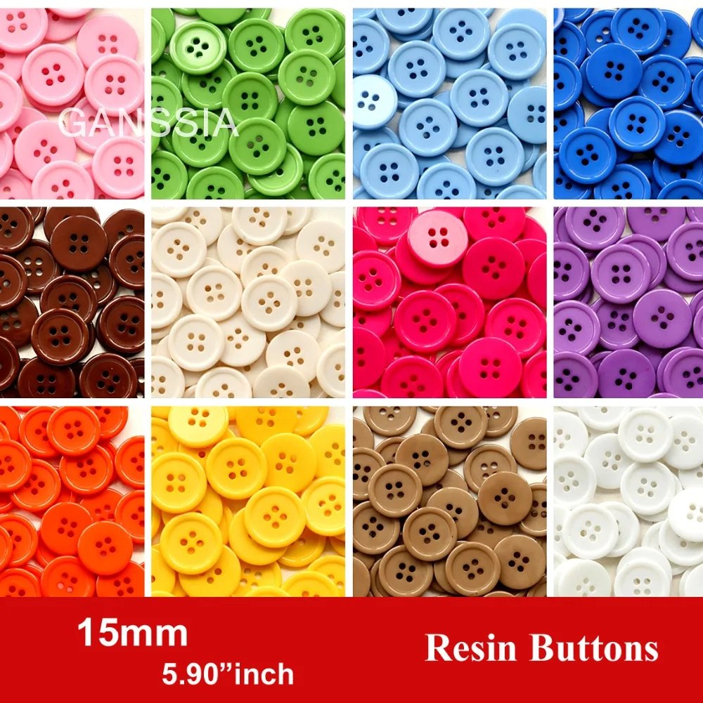 

80pcs/lot Size:15mm Candy colors fashion resin buttons for craft 4 Holes bulk buttons for garments Sewing accessories(SS-674)
