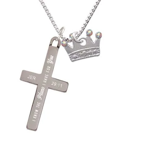 Crown with Crystals and Textured Bottom - Plans I Have for You - Cross Necklace (1)
