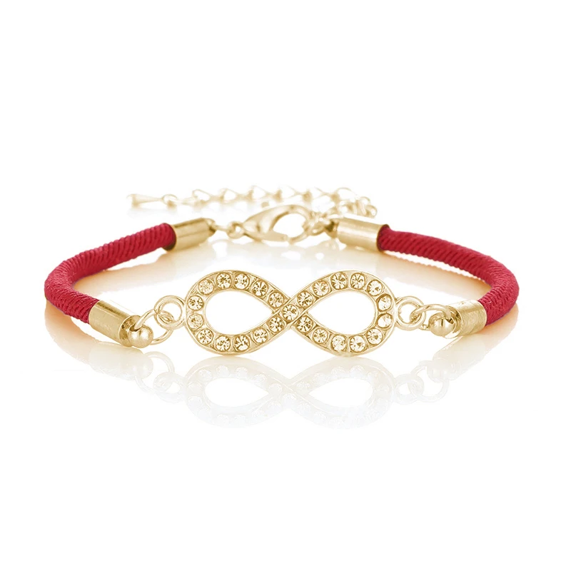 Bracelet Jewelry Alphanumeric 8 Chakra Infinite Weaving Female Bracelet Red Rope Line Thread Pink Bracelet