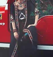 TingYiLi Black White Kimono Cardigan Women Embroidery Long Cardigan Summer Beach Chiffon Maxi Cardigan Female 2