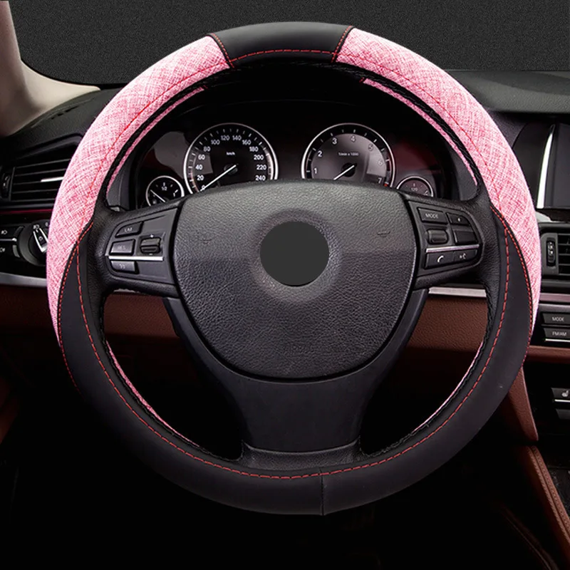 

KKYSYELVA Four seasons universal anti-wrinkle anti-skid round microfiber leather steering wheel cover for 99% of models