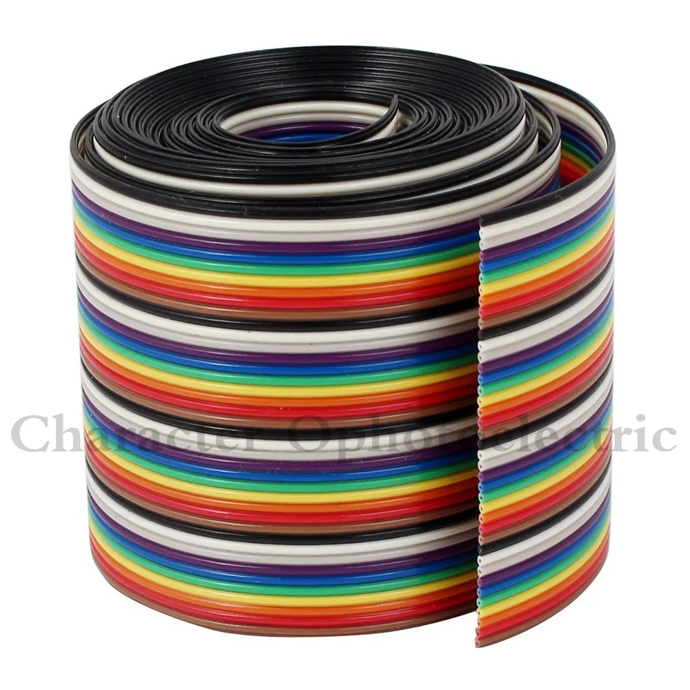 1M 3.3ft 40 Way 40 pin Flat Color Rainbow Ribbon IDC Cable Wire Rainbow Cable hc8tc 8 twist cable raided flat type occ copper headphone upgrade audiodiy wire cable