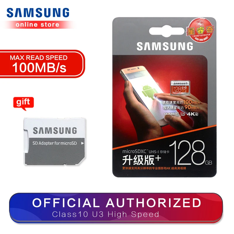 Карта памяти SAMSUNG Micro SD 256 ГБ 32 ГБ 64 Гб 128 ГБ 512 ГБ SDHC SDXC класс EVOplus класс 10 C10 UHS TF SD карты транс флэш Microsd