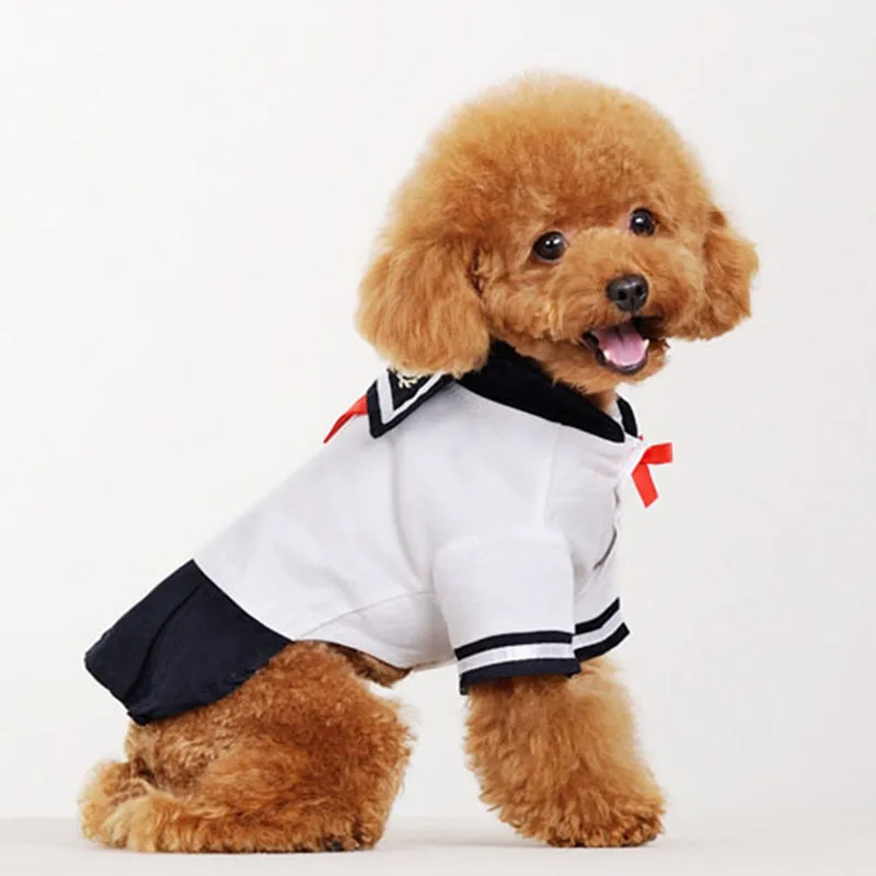 SYDZSW Pet Puppy School Uniform Dog Costume Cute Dog Dress for Chihuahua Terrier Small Dog Pet Cat Clothes in Spring and Summer7