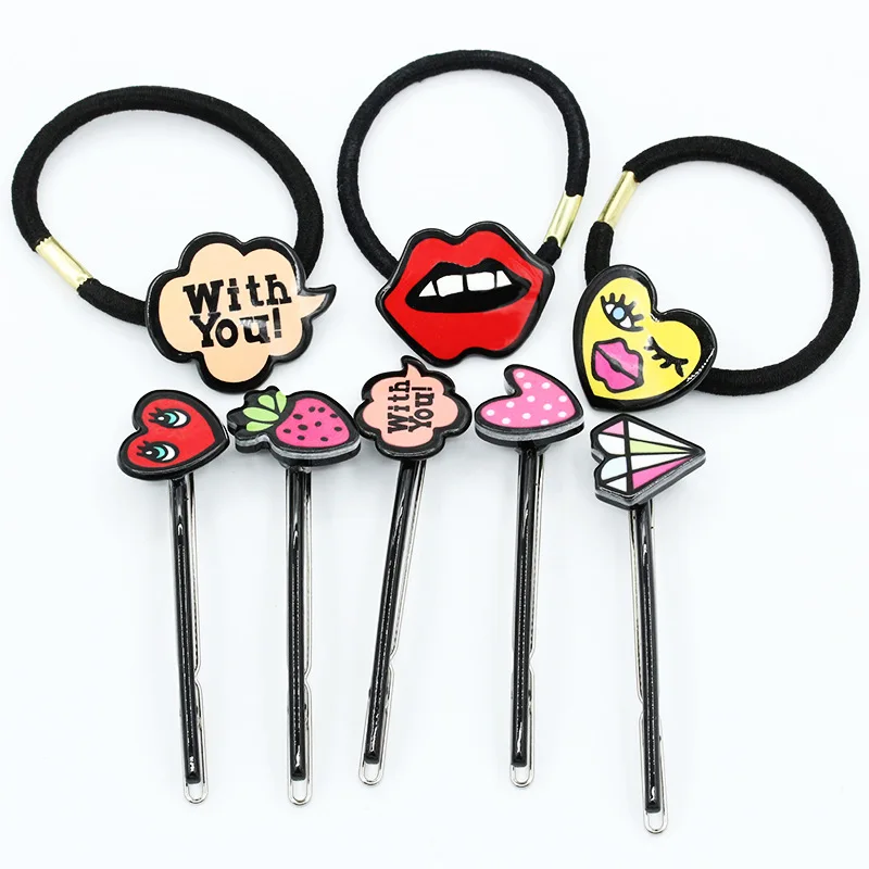 

New Fashion Lovely Hair Pins and Clips Cartoon Patterns Elastic Hair Bands Kids Headwear Accessories for Women