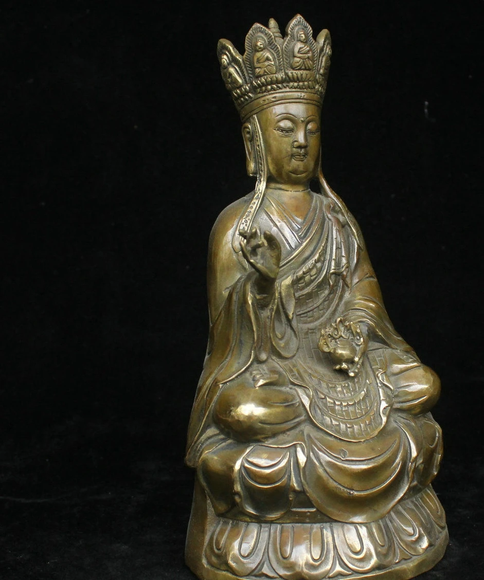 16.5cm Collect Chinese Old Pure Bronze Ksitigarbha Tang