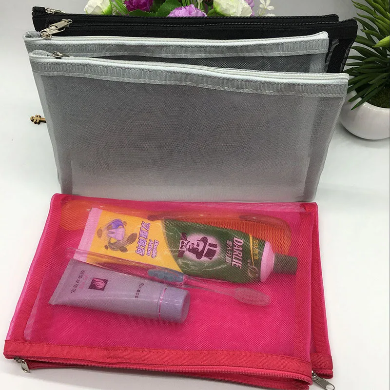 

Newest Travel Cosmetic Bag Women Fashion Black Mesh Zipper Makeup Case Animal Make Up Bags Organizer Storage Pouch Toiletry Bag