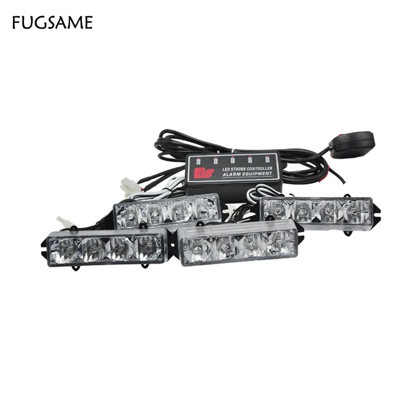 

FUGSAME Wholesale 16 LED car truck boat Auto Blink Flash Strobe snowy raining Emergency Light 4X4 panels warning light