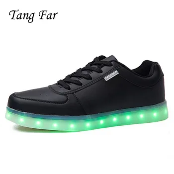 

USB Led Luminous Shoes Men Big size Light Up Neon Man Lighted Shoes Zapatos Mujer Men's Leather Casual Charging Colorful Shoes