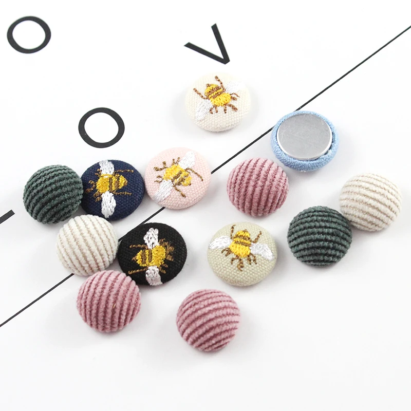 

15pcs Animal fabric Cabochon bee Fabric button Flat back fabric cobochon Earring Charm Brooch Finding DIY Jewelry Supplies
