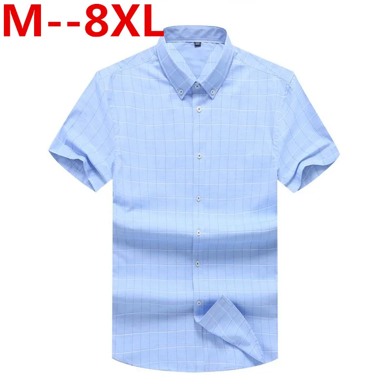 10XL 8XL 6XL 5XL летняя новая мужская рубашка модная Клетчатая Мужская Повседневная рубашка с коротким рукавом большой размер брендовая мужская одежда