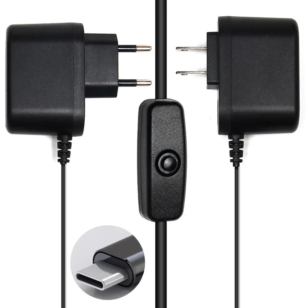 

New High-quality Power Adapter For Raspberry Pi 4 Generation 4B 5V 3A Type-C With Switch Button Charger support wholesale