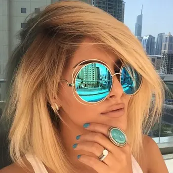 

Designer Rose Gold Sunglasses Lady Cool UV400 Women Sun Glasses Female Vintage Round Big VictoryLip Oversized lens Mirror Brand