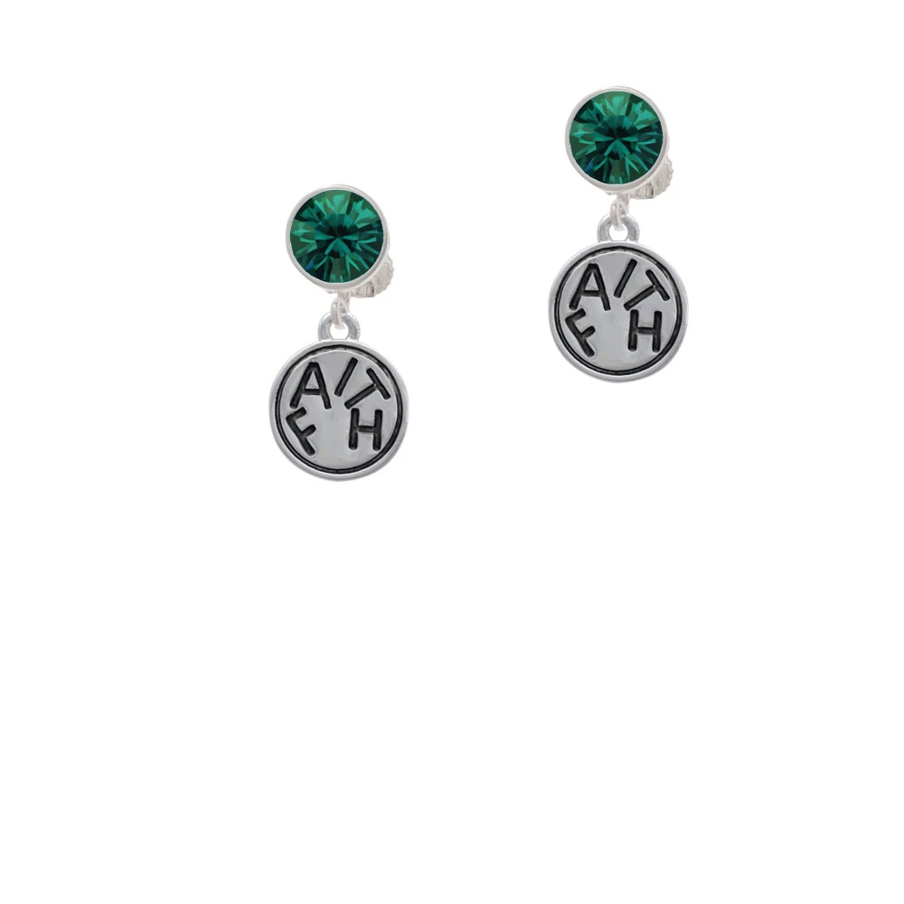 Faith in Circle Crystal Clip On Earrings (5)