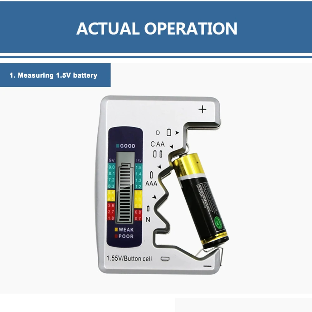 Цифровой тестер заряда батареи тестер емкости батареи для C/D/9 V/AA/AAA/1,5 V литиевая батарея блок питания измерительный прибор