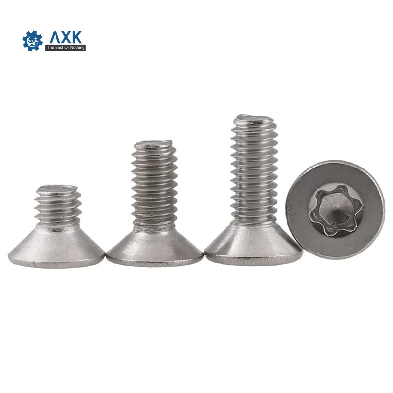 

50Pcs M2 M2.5 M3 M4 Stainless Steel 304 Torx Countersunk Screw Guard Screw Six-Lobe Flat Head Machine Security Screws