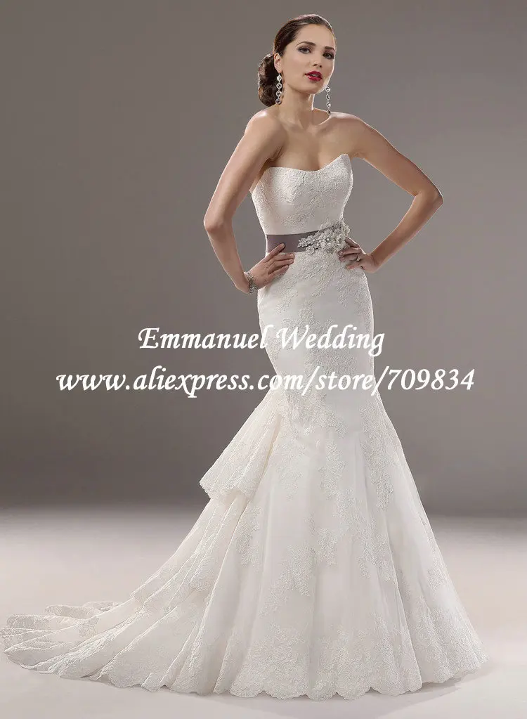 Fashion Sweetheart Purple Flower Waistband White Mermaid Wedding Fashion Sweetheart Purple Flower Waistband White Mermaid Wedding Dress Ruffle Lace Uk1669 In Dresses From Weddings Events On Aliexpress