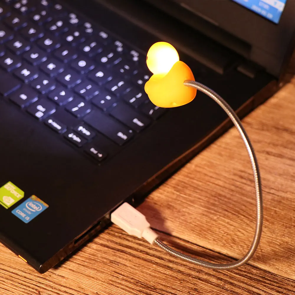 Творческий форма желтой утки USB фонарик Симпатичные мультяшный светильник Клавиатура ноутбука огни Powerd ПО USB интерфейс ночник