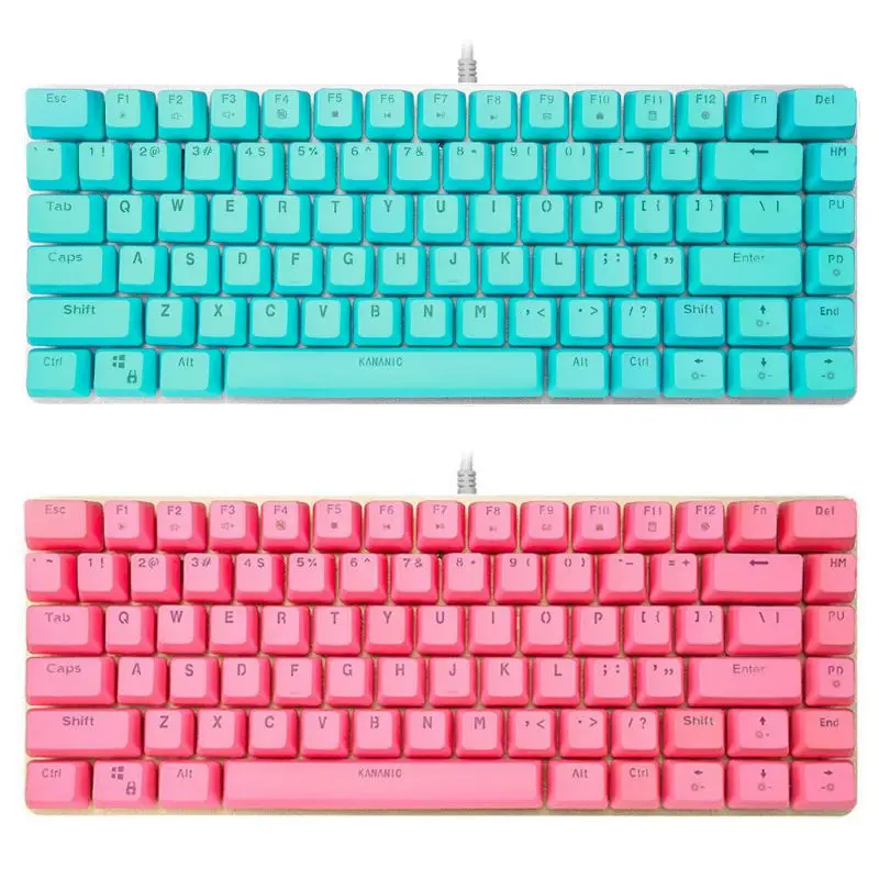 

White Backlight Mechanical Keyboard Blue Switch PBT 82 Keys Wired USB Keyboard