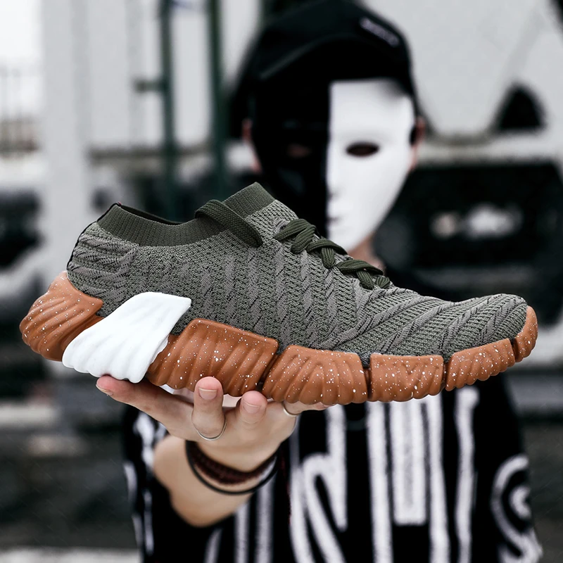 

BLOOMNEXT Brand New Style Spring Autumn Running Shoes For Men 2018 Fly Weaving High Quality Breathable Damping Sneakers Male