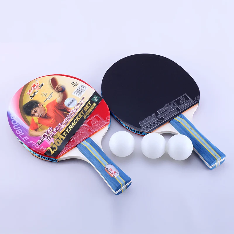 أفضل بائع 2 قطع مزدوجة الأسماك 236A تنس طاولة مضرب مضرب تنس طاولة مجداف بينغبونغ بات سريع هجوم حلقة مع 3 كرات