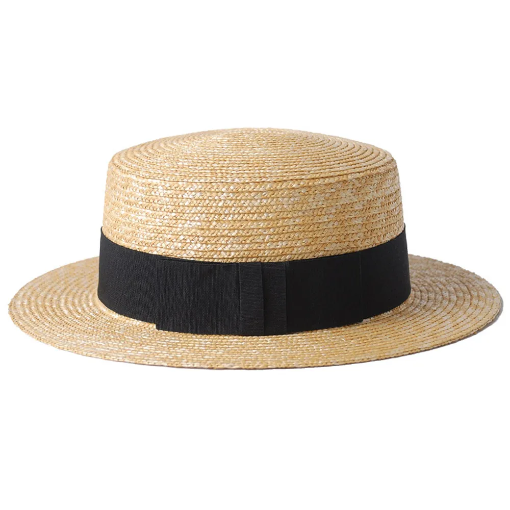 Пшеничная соломенная летняя шляпа от солнца для женщин плоская Prok Pie с широкими полями пляжная шляпа от солнца Fedora