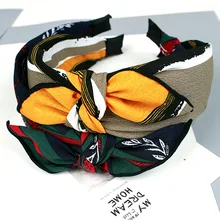 1 шт., повязка для волос для девочек, простые волосы, аксессуары для волос, повязка на голову с милым принтом, тканевая повязка на голову с широкими полями и бантом, G0407