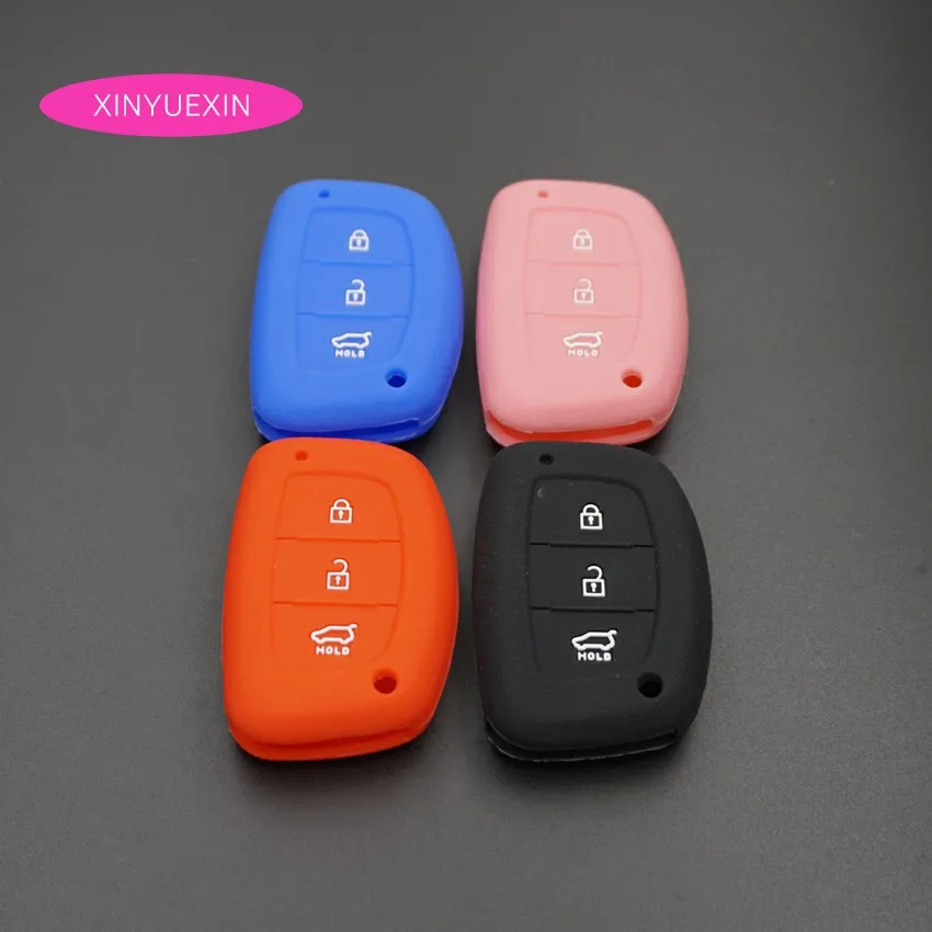 

Xinyuexin For Hyundai TUCSON I40 IX35 I45 ELANTRA Rayna SONATA Silicone Car Key Cover FOB Case 3 Buttons Smart Key Car Styling