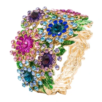 

Fashion Enamel Leaf Bracelet for Women Flower Snow Flake Bangles Bracelet Cuff Austrian Crystal FB0897