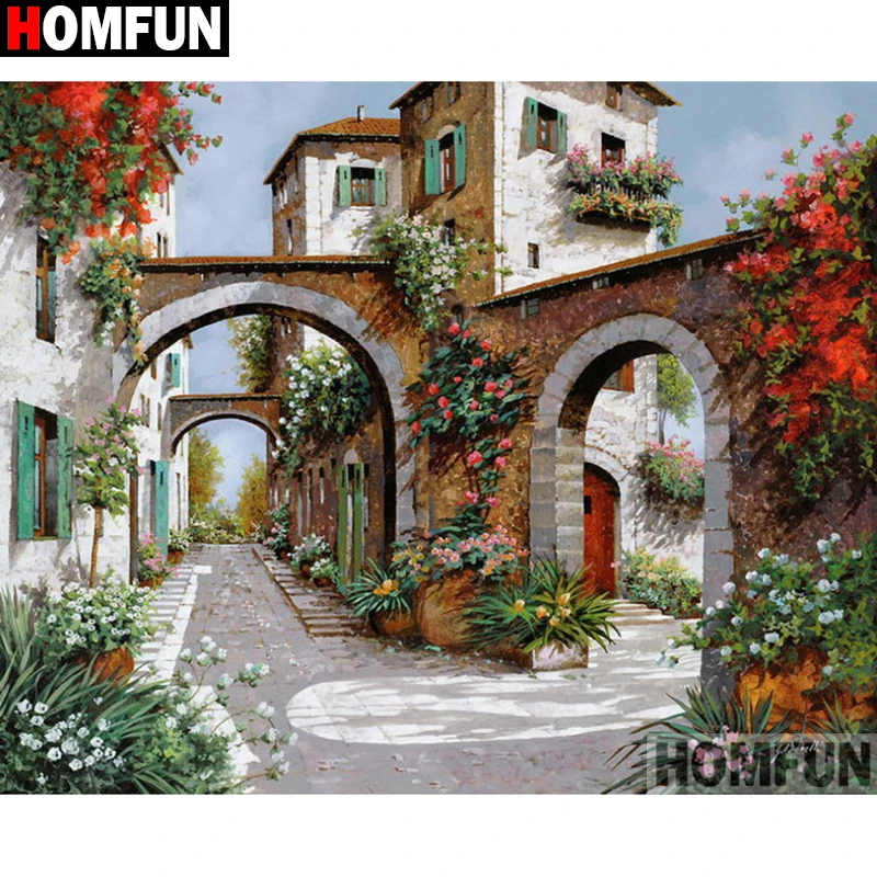 HOMFUN Full Square/Round Drill 5D DIY Diamond Painting "House landscape" Embroidery Cross Stitch 5D Home A07830 diamond painting