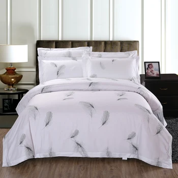 

Bedding set 100% Cotton Bed linen Hotel white feather Bed sets(duvet cover+sheet+pillowcase) edredon ropa de cama