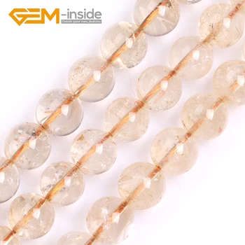 

Round Citrines Quartzs Crystals Natural Stone Loose Beads Strands 15 Inches For Jewelry Making Bracelet Necklace DIY