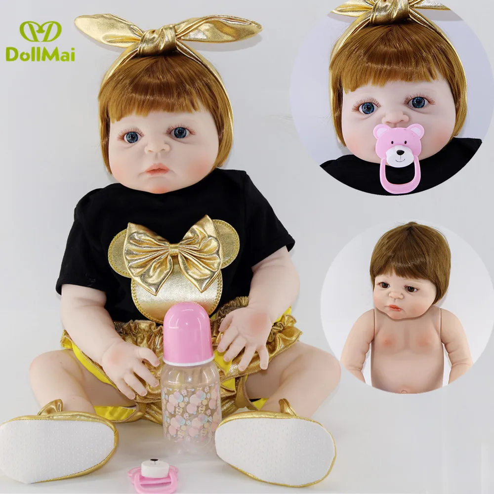 

Reborn 57cm bebes reborn com corpo de silicone menina full silicone reborn baby dolls children girls gift toy oyuncak bebek