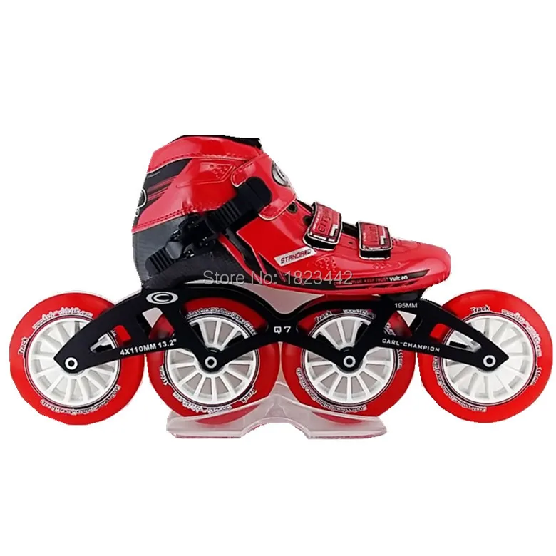 

Speed Inline kating City vulcan speed skating shoes Red color inline skate shoes with Tanwan Track skating wheels Q7 frame